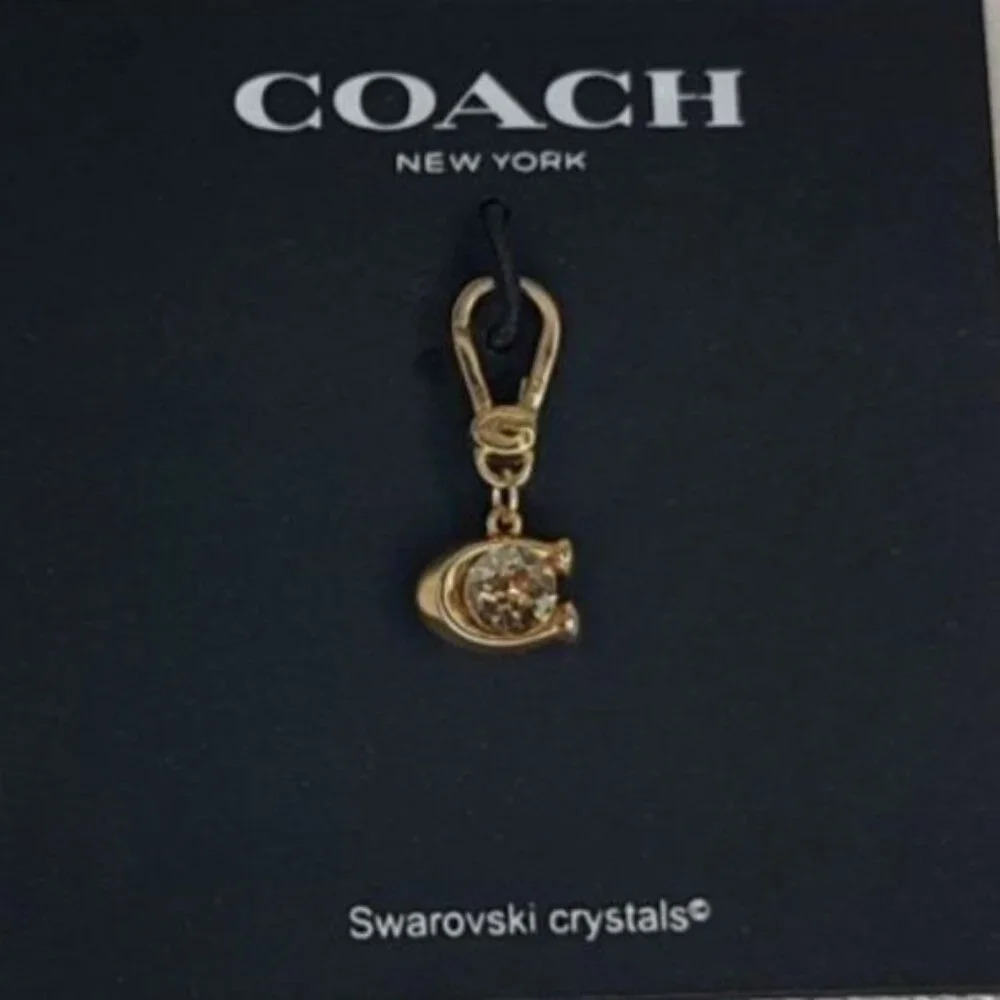 COACH Collectible Signature C Stone Charm Swarovski Crystals Gold Tone - Picture 3 of 7